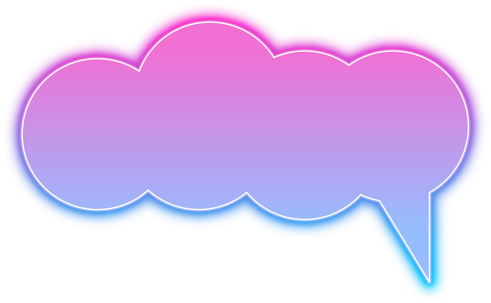 Neon speech bubble quote icon. Talk bubble cloud speech element in purple and blue.